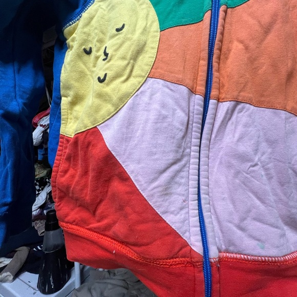 Sz8 Hanna Andersson Colorful Patchwork Hoodie Play Condition - Picture 3 of 9